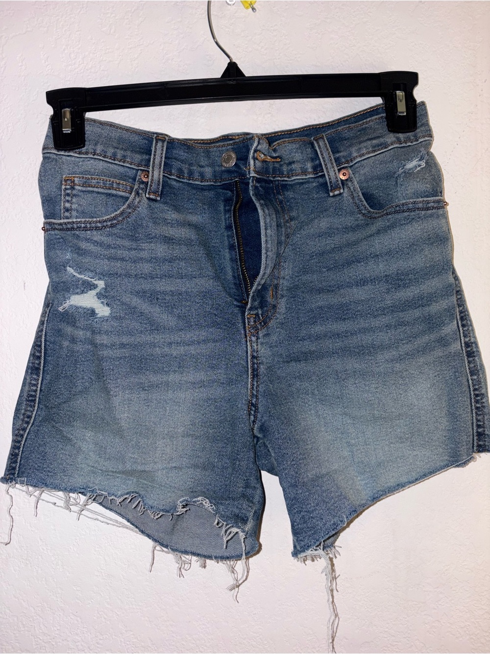Signature by Levi Strauss Light Blue Distressed Denim Cutoff Shorts